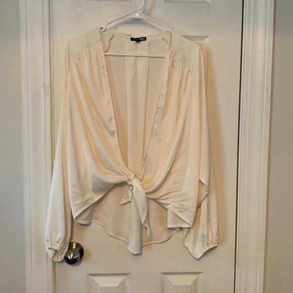 Fashion Nova Cream Tie up Cardigan Size M #216 - Picture 1 of 10